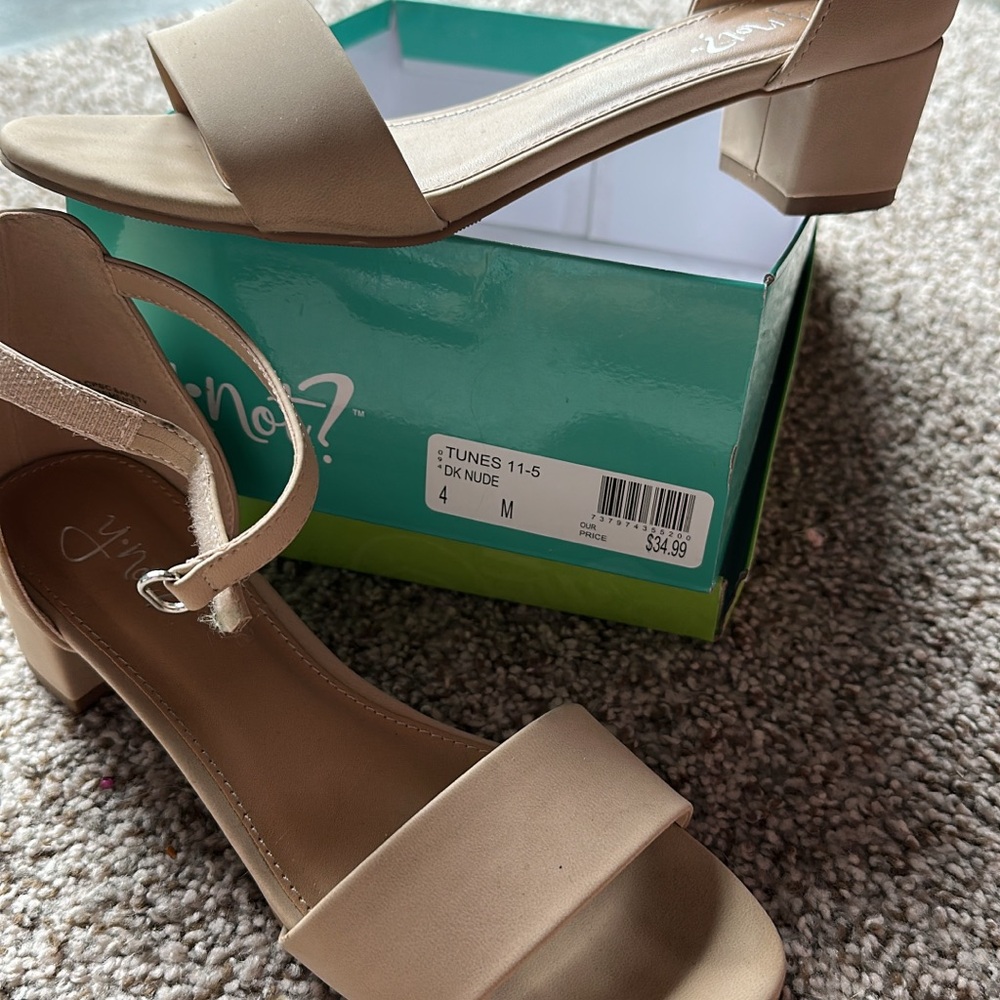 Stylish Tan Block Heel Sandals size 4